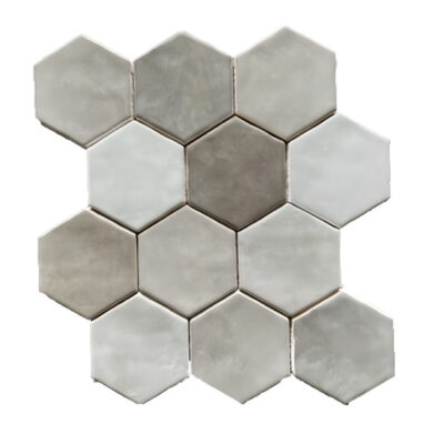 Mosaïque Hexagonale Terre d&#39;Azur Mélange Taupe 28x30 cm