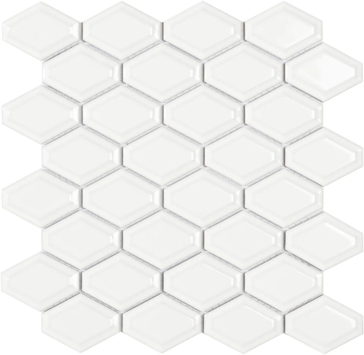 dcda1dca 1dec 4062 8756 006fc831153d Mozaïek tegels Honingraat Wit Glans 25,9x25 - Hexagon Wand en vloer Geglazuurde porseleinen steengoed