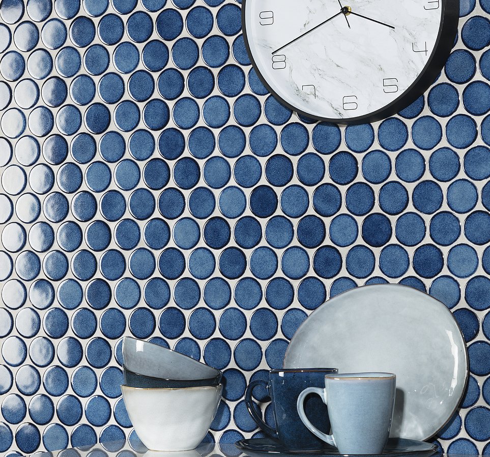 Mozaïek tegels Rond Blauw 30,4x26,3 - Rond Wand en vloer Geglazuurde porseleinen steengoed