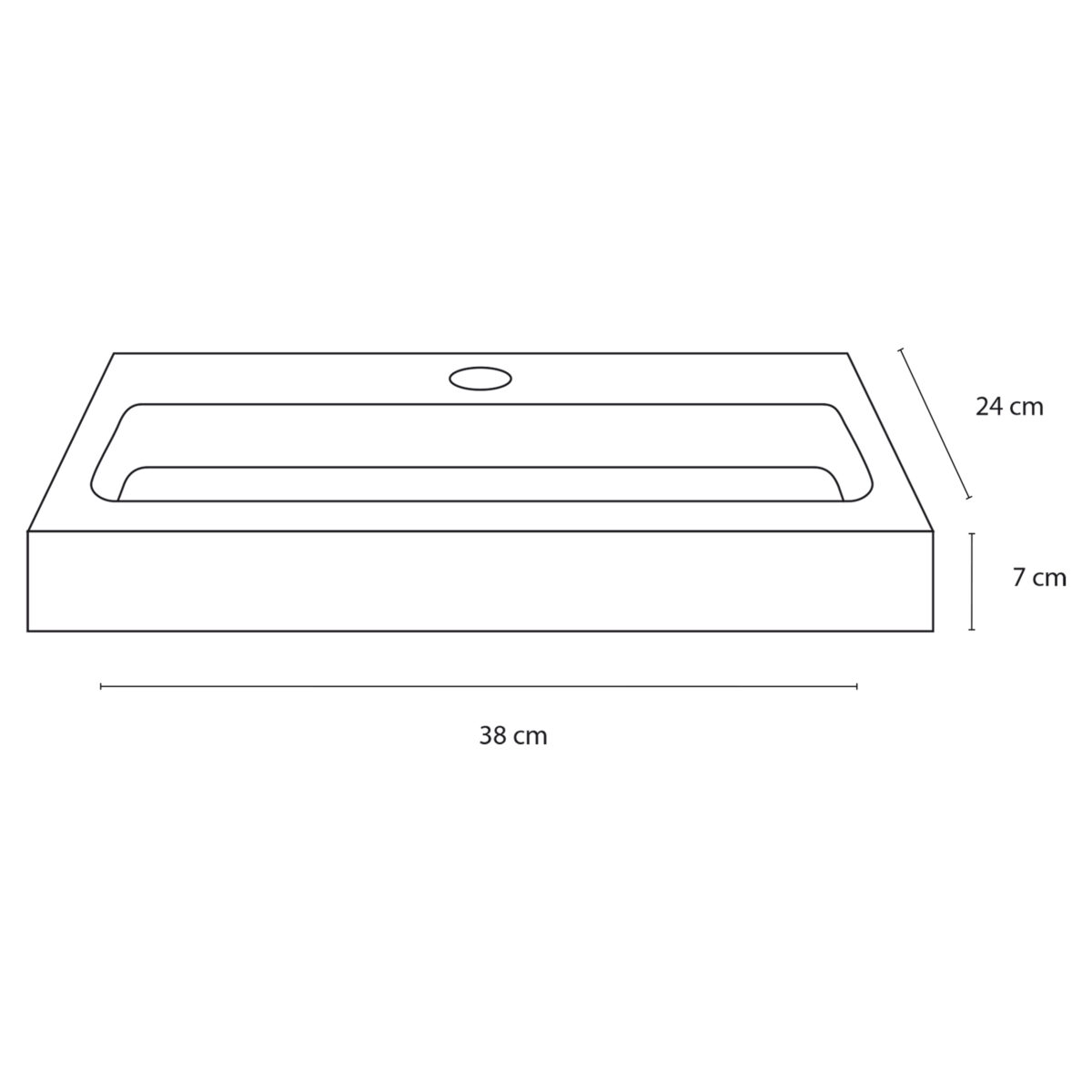 3840001 04 Differnz Flat fonteinset keramiek - kraan recht - 38 x 24 x 7 cm - mat zwart