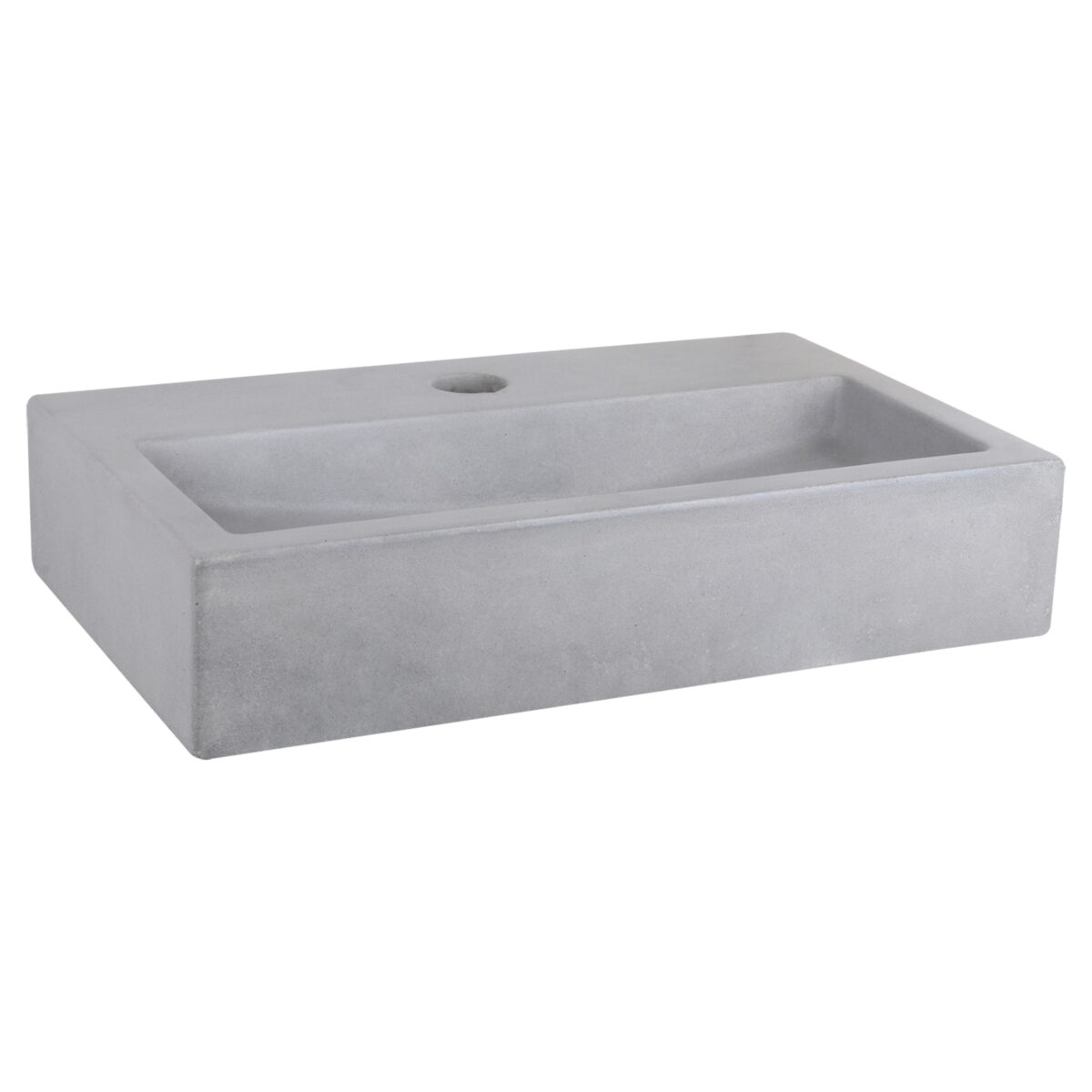 3840013 15 Differnz Flat fonteinset beton lichtgrijs - kraan recht - 38 x 24 x 8 cm - mat zwart