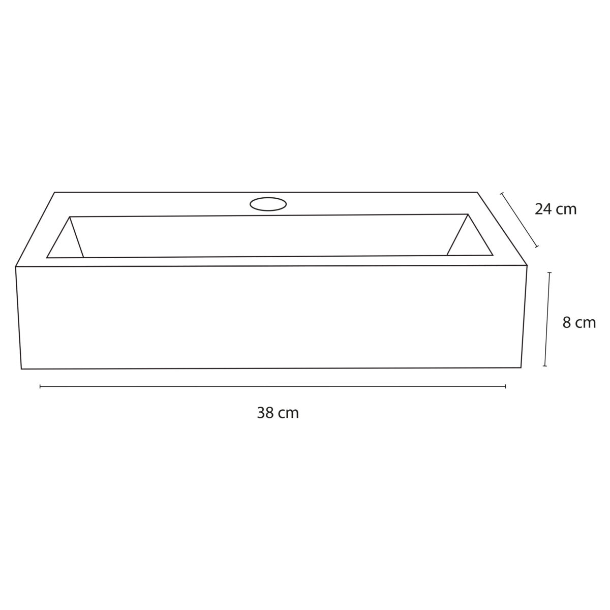 3840020 30 Differnz Flat fonteinset beton lichtgrijs - kraan recht - 38 x 24 x 8 cm - rood koper