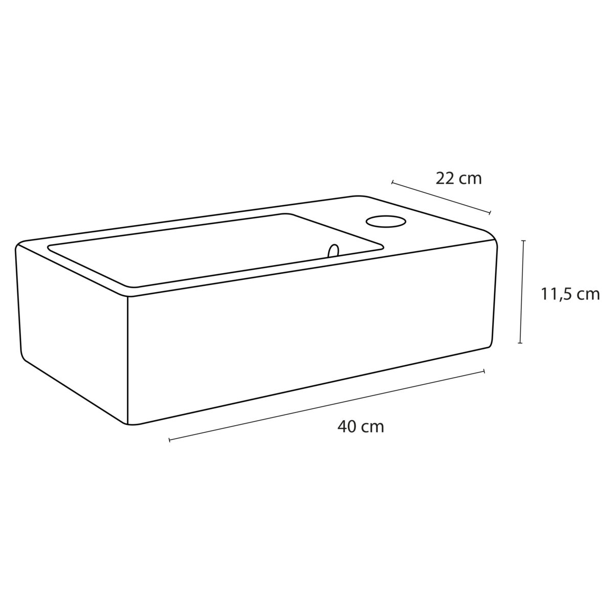 3840048 04 Differnz Force fonteinset keramiek - kraan gebogen - 40 x 22 x 11.5 cm - mat zwart