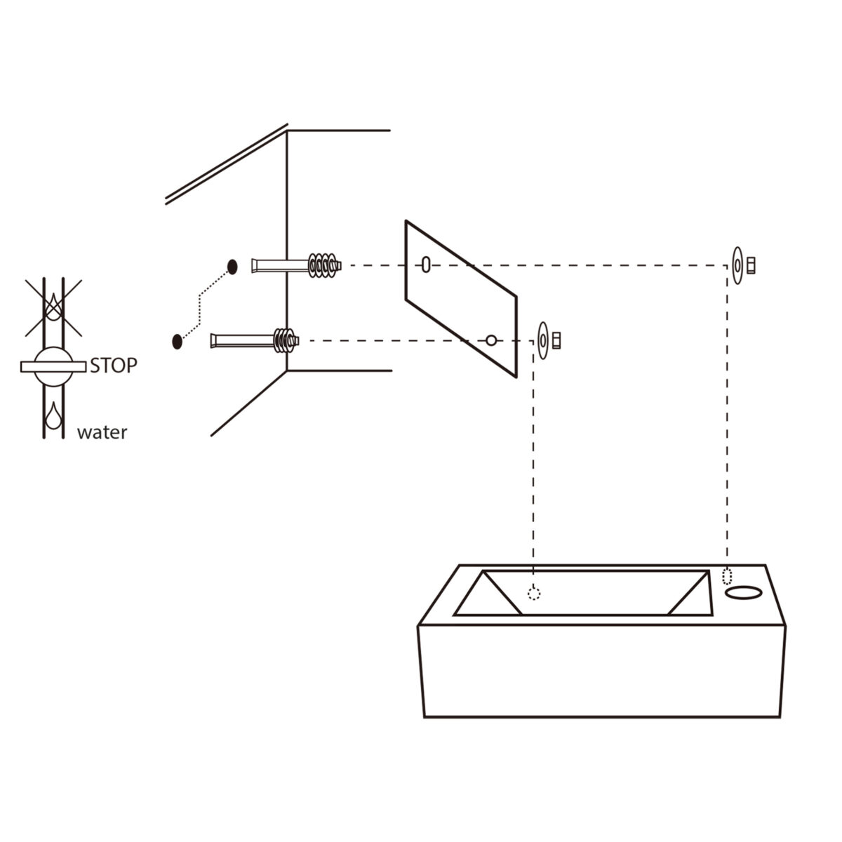 3840049 40 Differnz Force fonteinset keramiek - kraan recht - 40 x 22 x 11.5 cm - mat zwart