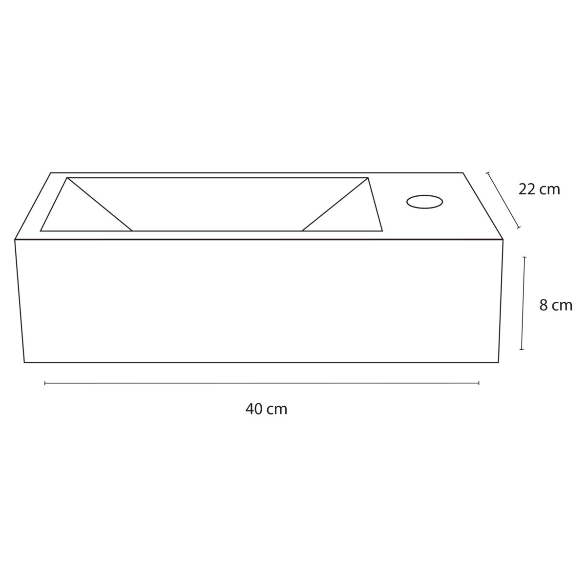 3840060 30 Differnz Force fonteinset beton donkergrijs - kraan gebogen - 40 x 22 x 8 cm - mat zwart