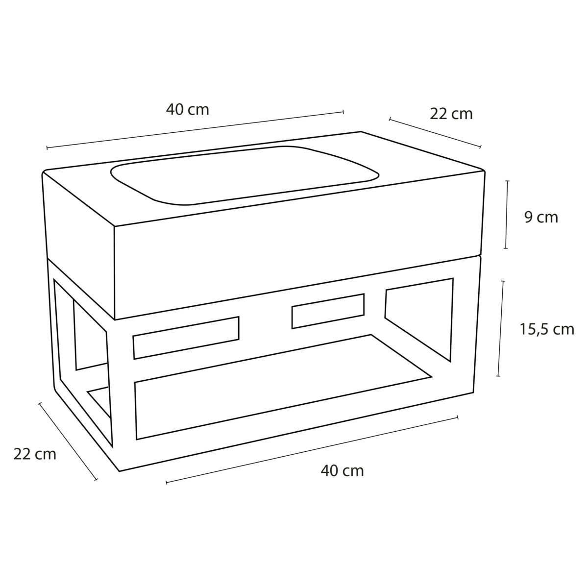 3840152 30 Differnz fonteinset bombai black - natuursteen - kraan recht - met handdoekrek - 40 x 22 x 9 cm - rood koper