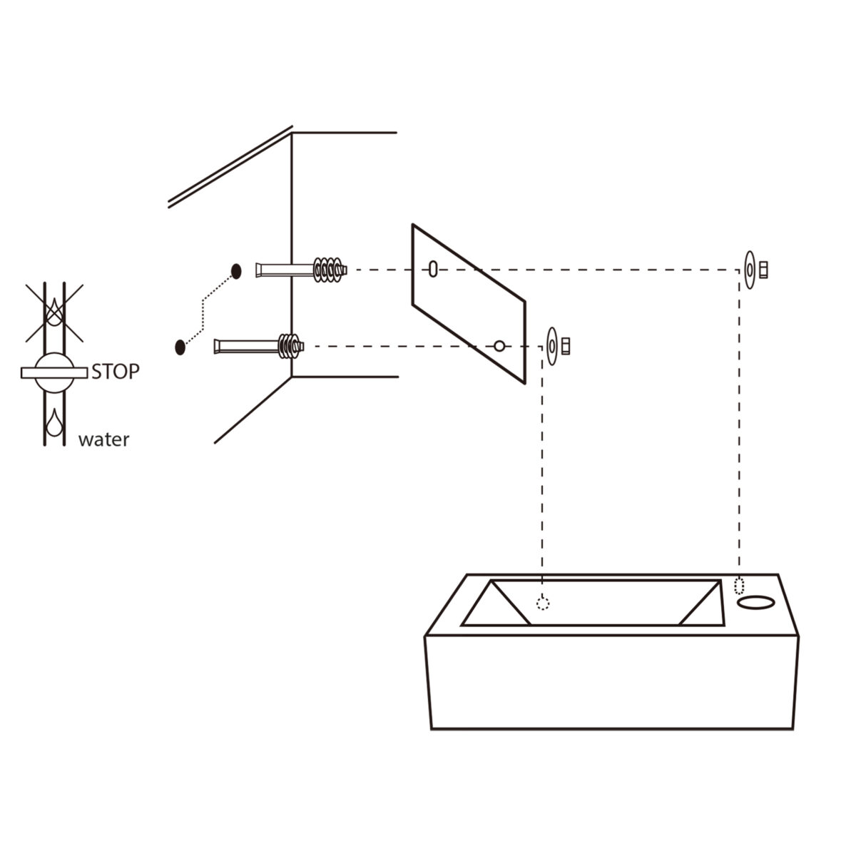 3840157 09 Differnz Force fonteinset keramiek - kraan recht - met handdoekrek - 40 x 22 x 11.5 cm - mat zwart